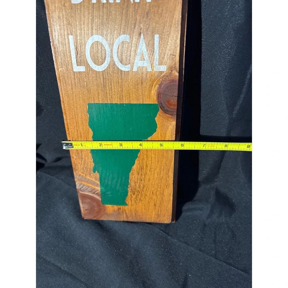 Drink Local Vermont Wood Wall Mounted Bottle Opener Rustic‎ Cast Iron Bar Sign